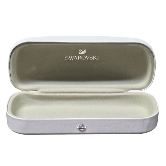 Swarovski White Leather Clamshell Eye Glass Case Clam Shell - Picture 1 of 13